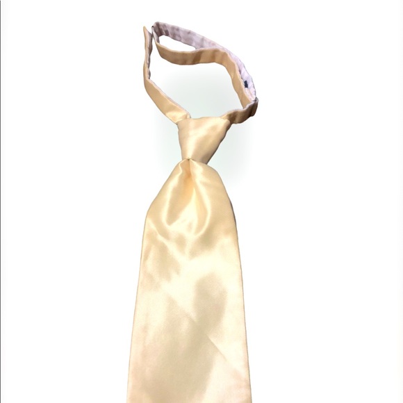 Beautiful Soft Yellow Satin Formal Windsor Tie w/Adjustable Neckband One Size - Picture 3 of 4